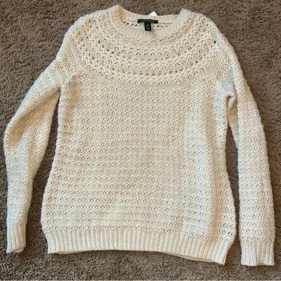 Lauren Ralph Lauren Women's lvory Alpaca Wool Blend Luxurious Knit Sweater SZ XL - Picture 1 of 8